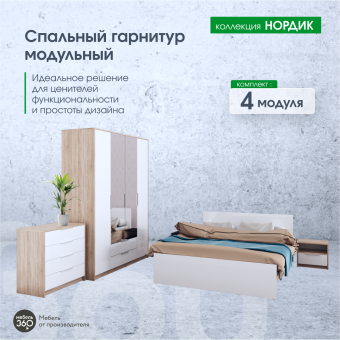 Спальный гарнитур Нордик Дуб сонома/ Белая Аляска купить