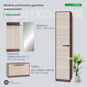 Шкаф одностворчатый исп.2 Оптима Шимо темный/ Шимо светлый купить