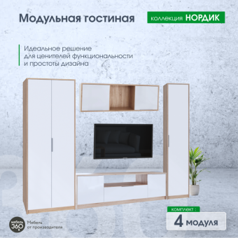Гостиная Нордик Дуб сонома/ Белая Аляска купить