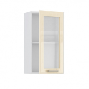 Шкаф навесной 40см с витриной Лайн В400С Белый/ Ваниль глянец купить