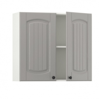 Шкаф навесной 80см с двумя дверцами Кантри В800 Белый/ Ясень серый купить