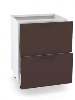 Шкаф - стол 60см с двумя ящиками Латте Н600-2Я Белый/ Коричневый софт купить