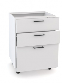 Шкаф - стол 60см с тремя ящиками Латте Н600-3Я Белый/ Белый Софт купить