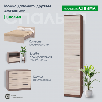 Шкаф одностворчатый исп.2 Оптима Шимо темный/ Шимо светлый купить