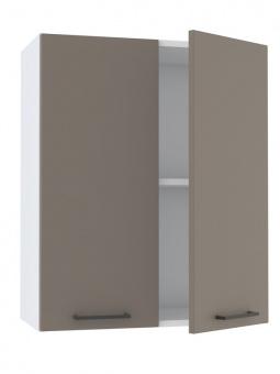 Шкаф навесной 60см с двумя дверцами Латте В600 Белый/ Серый Софт купить