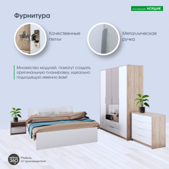 Спальный гарнитур Нордик Дуб сонома/ Белая Аляска купить
