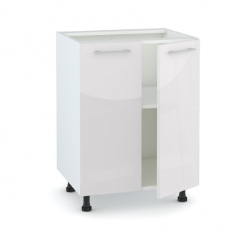 Шкаф - стол 60см с двумя дверцами Джаз Н600 Белый/ Белый глянец купить